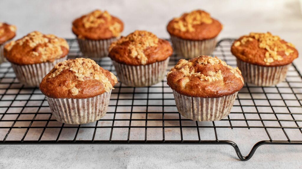 Freshly baked, tempting muffin cakes