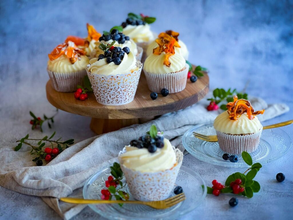 Some muffin cakes on an elegant table