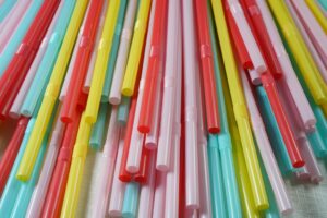 Colorful drinking straws in various shades