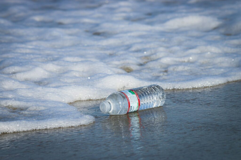 Discarded PET plastic bottles