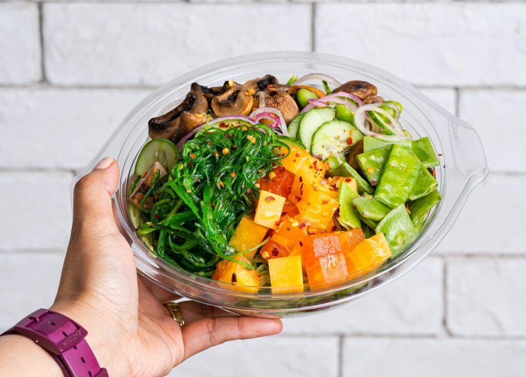 Disposable plastic salad bowl