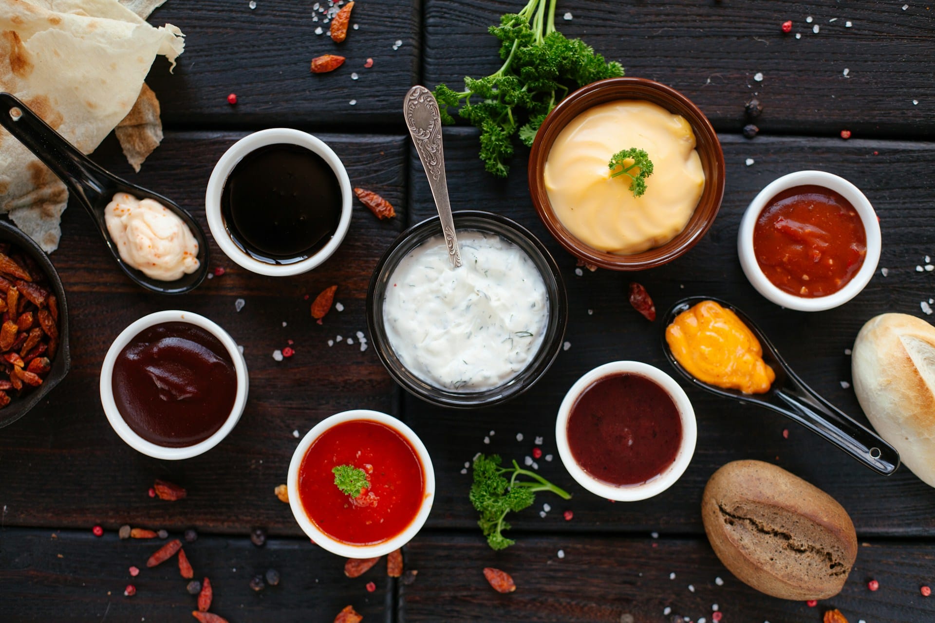 Disposable sauce containers in multiple sizes