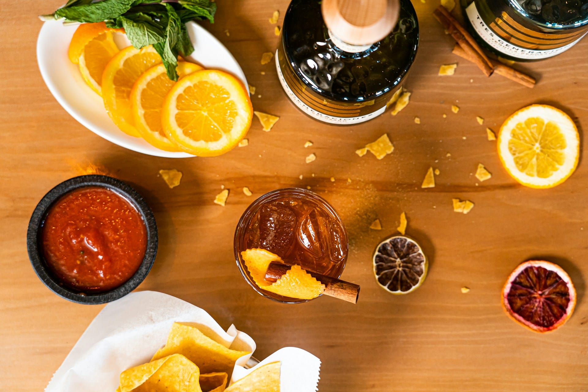Gourmet food with assorted condiments
