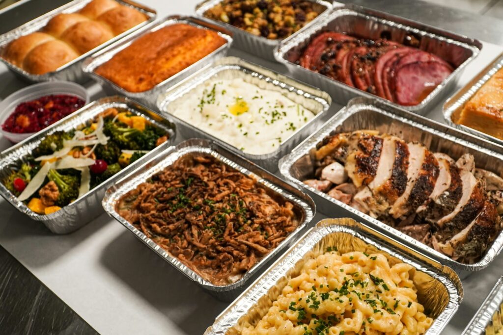 Foil Tray Filled with Delicious Food