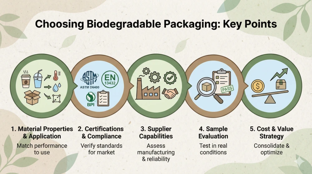 4 key factors for wholesale biodegradable packaging application, certification, supplier, and value