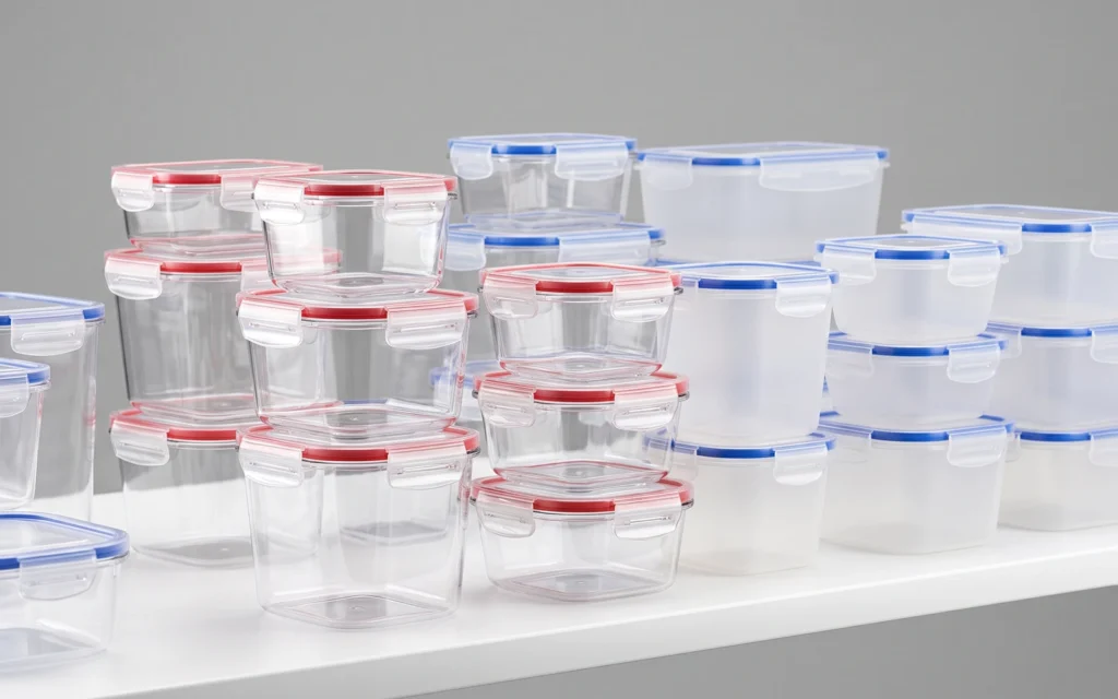 Wholesale airtight plastic food containers with silicone seals and latch lids